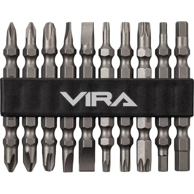 Набор бит для шуруповерта магнитные двусторонних VIRA S2 PH PZ SL TORX HEX 10 шт 554197