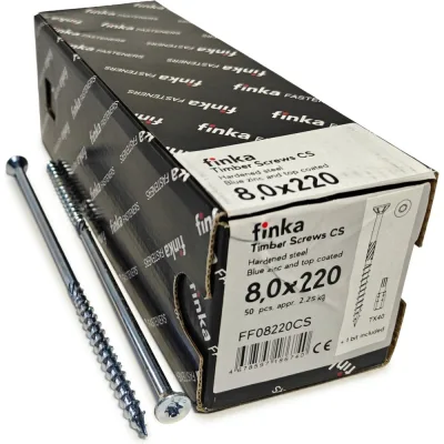 Шурупы конструкционные Finka Timber Screws CS 8,0x220 TX40 (Голубой цинк, потай, 50шт) FF08220CS