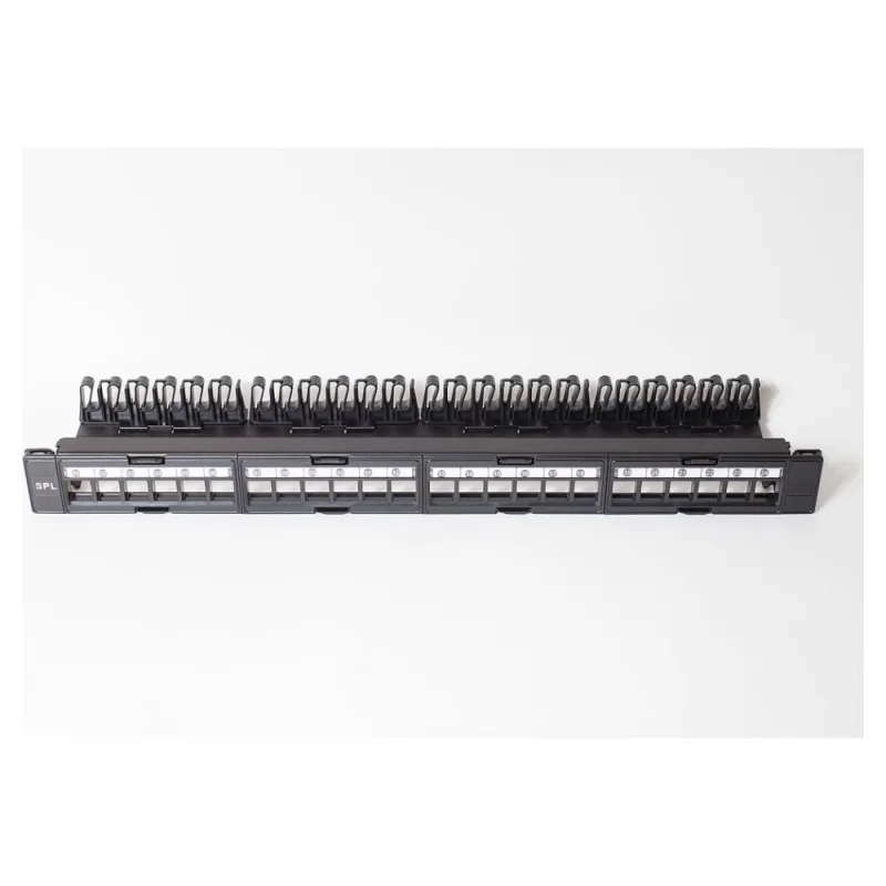 Коммутационная панель SPL модульная 19", 24 порта, 1U, с метками для маркировки, с задним организатором (без модулей), черный 500006