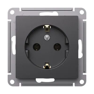 Розетка Systeme Electric AtlasDesign встраиваемая базальт с заземлением (ATN001443)