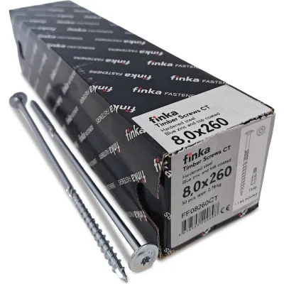 Шурупы конструкционные Finka Timber Screws CT 8,0x260 TX40 (Голубой цинк, тарелка, 50шт) FF08260CT