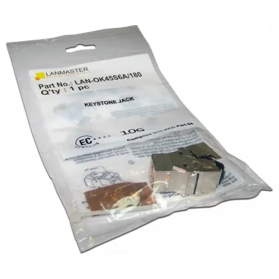 Вставка Keystone LANMASTER RJ-45, категория 6a, экранированная, 180 градусов, LAN-OK45S6A/180