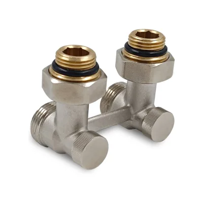 Угловой Н-образный клапан для нижнего подключения Primoclima Armature 3/4x1/2, никель PC3412HA