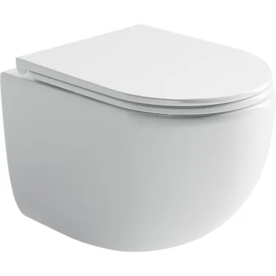 Подвесной унитаз Ceramicanova UP Rimless, смыв Торнадо, с крепежом для полностью скрытого монтажа, ультратонким сидением и крышкой с функцией плавного закрытия CN4007