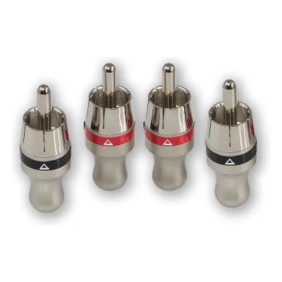 RCA-коннектор AurA для кабеля до 4 мм, 2 красных + 2 черных, блистер RCA-P410