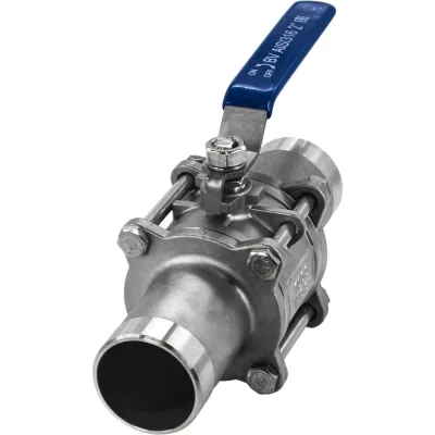 Кран шаровый приварной трехсоставной NEWKEY нержавеющий (3PC), AISI316 DN50 (2"), (CF8M), PN40 NK-BE50/6