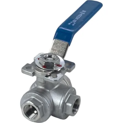 Кран шаровый трехходовой (T-тип) нержавеющий NEWKEY AISI304 DN10 (3/8"), (CF8), PN64 NK-BTt10/4
