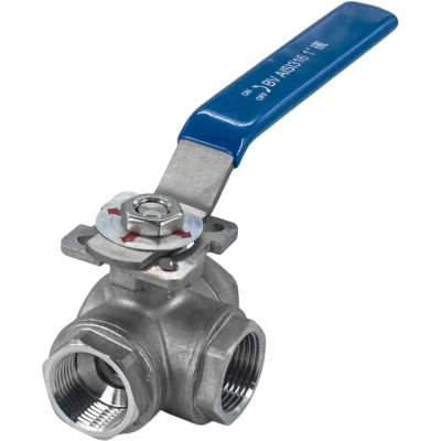 Кран шаровый трехходовой (T-тип) нержавеющий NEWKEY AISI316 DN25 (1"), (CF8M), PN64 NK-BTt25/6