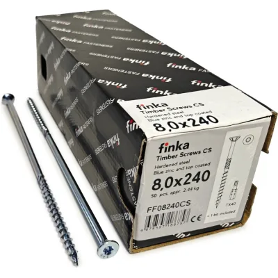 Шурупы конструкционные Finka Timber Screws CS 8,0x240 TX40 (Голубой цинк, потай, 50шт) FF08240CS