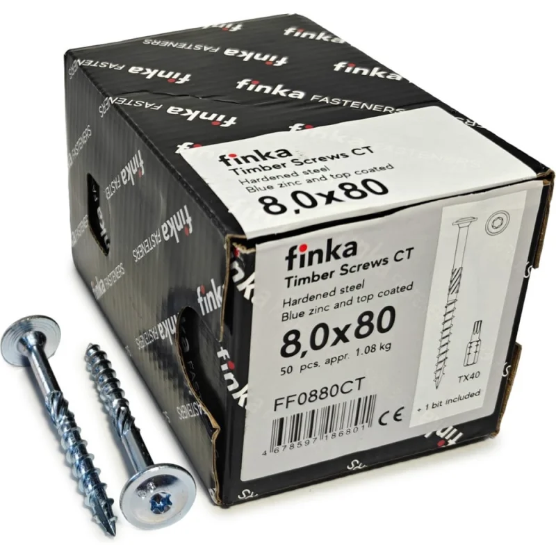 Π¨ΡΡΡΠΏΡ ΠΊΠΎΠ½ΡΡΡΡΠΊΡΠΈΠΎΠ½Π½ΡΠ΅ Finka Timber Screws CT 8,0x80 TX40 (ΠΠΎΠ»ΡΠ±ΠΎΠΉ ΡΠΈΠ½ΠΊ, ΡΠ°ΡΠ΅Π»ΠΊΠ°, 50ΡΡ) FF0880CT