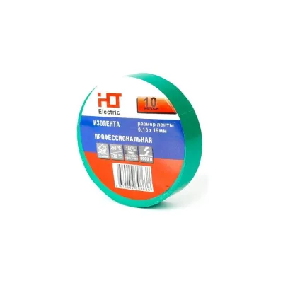 Изолента HLT ПВХ 0,15x19мм 10м, упаковка 10 шт. зеленая 084-16-072