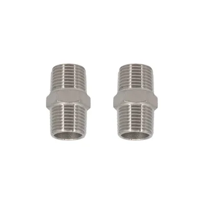 Ниппель резьбовой нержавеющий NEWKEY AISI316 DN15 (1/2), (CF8M), PN16, набор 2 шт NAB2-NK-NM15/6