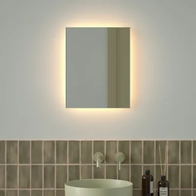 Зеркало с фацетом и LED-подсветкой DEFESTO 15W (40x50 cm) (Без выключателя) (Теплый белый свет) GLOW DF 2511