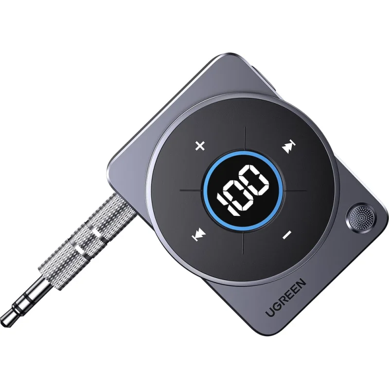 Аудиоадаптер UGREEN CM724 35003 CarHome Bluetooth 5.4 Receiver Audio Adapter со съемным металлическим штекером 3,5мм, серый 35003_