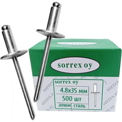 Заклепка вытяжная широкий бортик SORREX 4,8x35 бортик 16мм (500штук) 2ASLA 48350 500