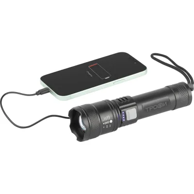 Светодиодный фонарь Трофи UA-103 аккумуляторный 7 Вт оптический Zoom 3 режима powerbank Б0069800