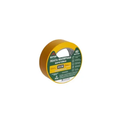 Лента малярная AUTOP Professional жаростойкая, желтая, 83/38, 120С, 40м, 38мм, коробка 24 шт. ATP-MT83/38-40/Y