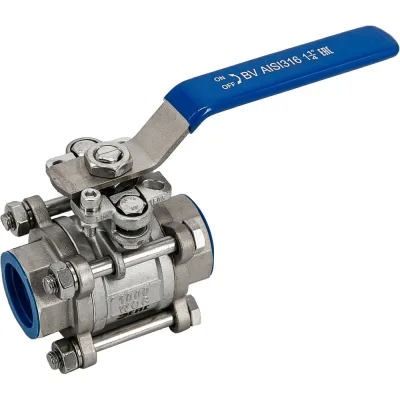 Кран шаровый муфтовый под привод NEWKEY нержавеющий (3PC), AISI316 DN32 (1_1/4"), (CF8M), PN64 NK-BMTp32/6
