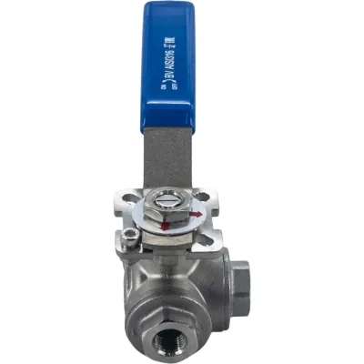 Кран шаровый трехходовой (L-тип) нержавеющий NEWKEY AISI316 DN 8 (1/4"), (CF8M), PN40 NK-BTl8/6