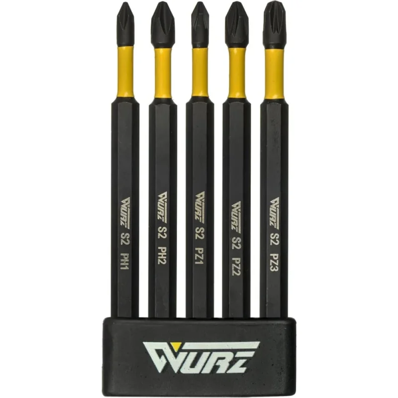 Набор торсионных магнитных бит WURZ 100мм, (PH1,PH2,PZ1,PZ2,PZ3), 5шт/упак 4264
