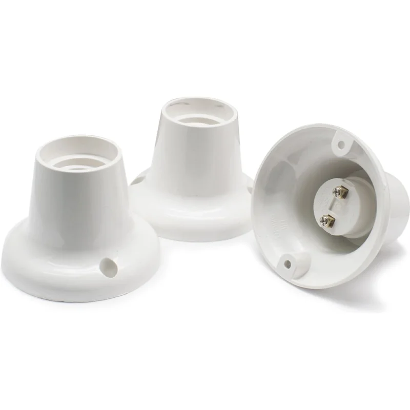 Патрон-стойка OXION Е27 белый прямой, 3 шт., арт. PVC-H005WH-E27-3PCS
