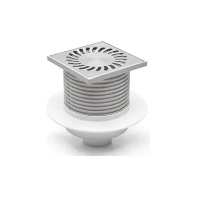 Пластиковый трап Azario D50 вертикальный слив, с решеткой SUN 10х10 см AZ416L 00068263