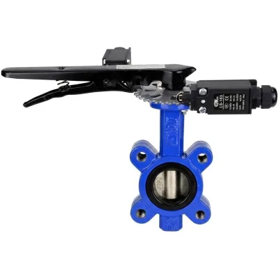 Затвор дисковый DN.ru QT450-304-EPDM-2W-Fb-H Ду50 Ру16 с рукояткой и двумя концевыми датчиками LS-103-41NM2-250 D050-89681
