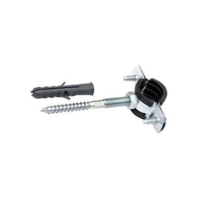 Хомут трубный STALMAX (комплект) LCP-NS 1/2 (20-24 мм) М8х80 с виброгасителем и гайкой, дюбель, шпилька-шуруп (арт. 11725) оц. сталь (уп. 150 шт) 11725-023