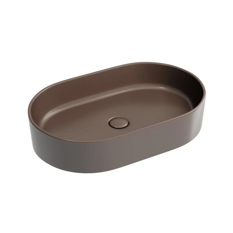 Умывальник-чаша накладная Ceramicanova Element овальная, цвет темно-коричневый матовый, 608х385х122 мм CN6048MDB