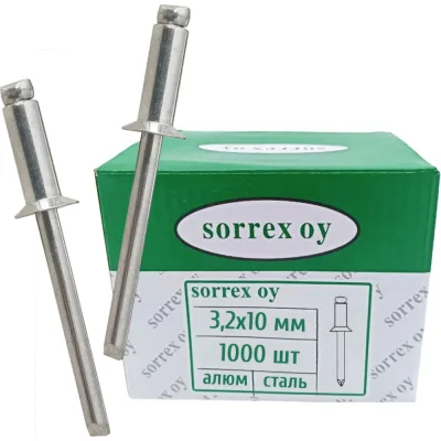 Заклепка вытяжная SORREX потайная алюминий/сталь 3.2x10 1000 штук 2ASK 32100