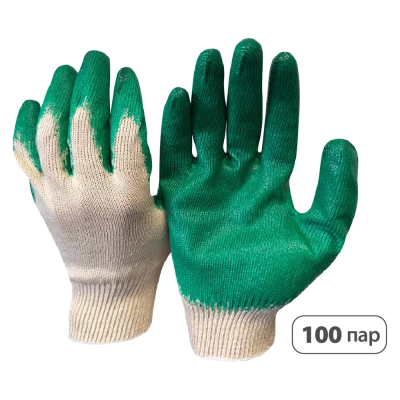Перчатки SaveHands 104, ХБ с одинарным латексным обливом, 9 р., 13 класс, упаковка 100 пар 101104-100