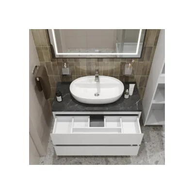 Подвесная тумба со столешницей и накладной раковиной BelBagno KRAFT 100 KRAFT100BO-KEPMNO-1346-SET