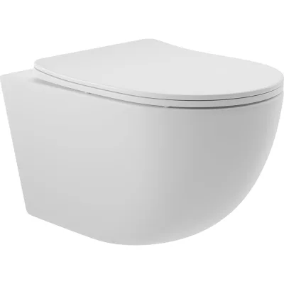 Унитаз подвесной Aqueduto OVO 525х360 безободковый, Tornado, сиденье с микролифтом, белый матовый OVOT2120