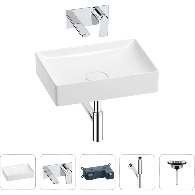 Раковина для ванной Wellsee Pure BY201002671 в наборе 4 в 1 201002671