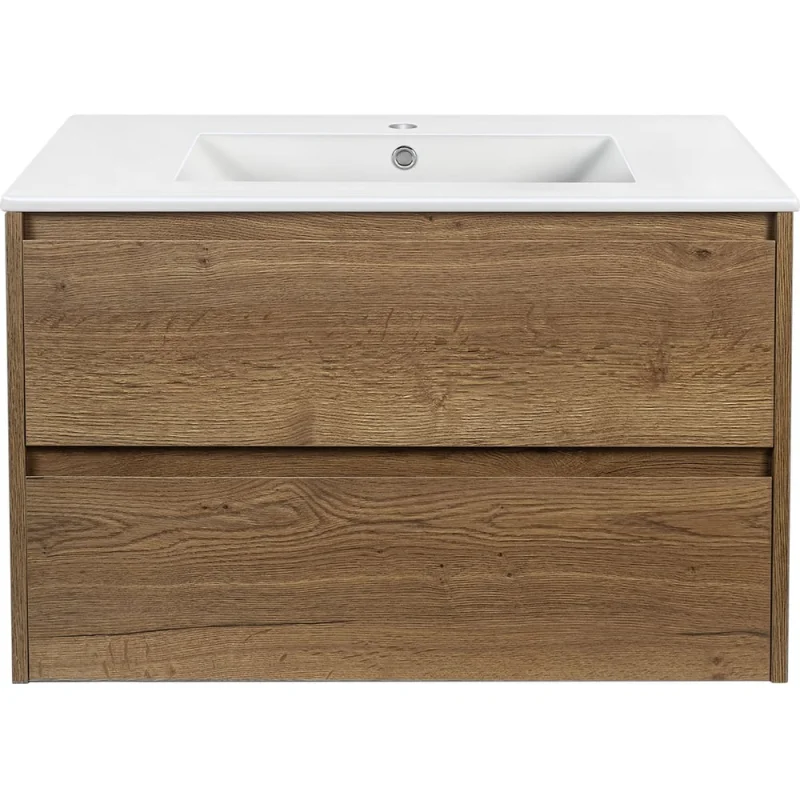 База под раковину VINCEA Gio 800 подвесная, 2 выкатных ящика soft-close, T.Oak. VMC-2G800TO