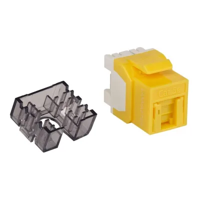 Модуль Keystone LANMASTER RJ45, неэкранированный, кат.5E, со встроенной шторкой, 180 градусов, желтый LAN-OK45U5E/180R-YL