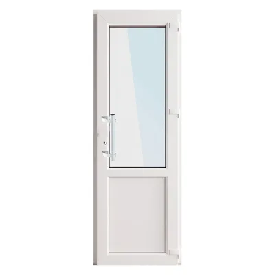 Металлопластиковая дверь VEKA 2050х800 мм алюминиевый порог белая правая стеклопакет