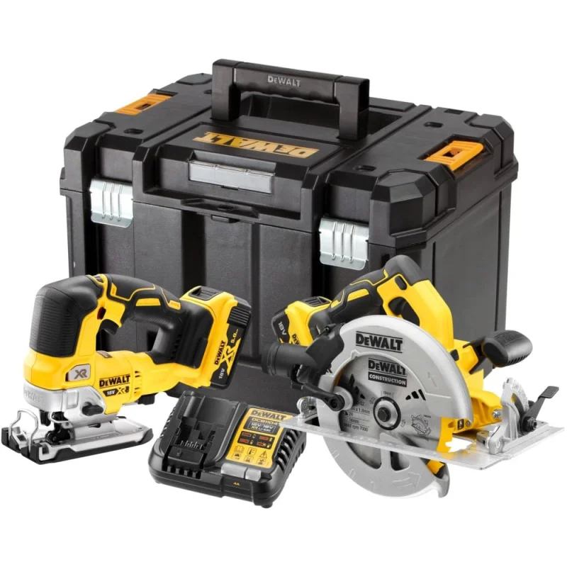 Аккумуляторный набор Dewalt DCK2012P2T, 18 В: дисковая пила DCS570 + лобзик DCS334, с 2 АКБ 5 Ач и ЗУ, в кейсе TSTAK () DCK2012P2T-QW