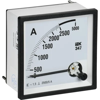 Амперметр IEK э47 2500/5а, класс точности 1.5, 96x96мм IPA20-6-2500-E