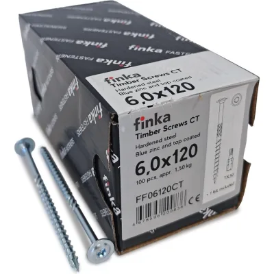 Шурупы конструкционные Finka Timber Screws CT 6,0x120 TX30 (Голубой цинк, тарелка, 100шт) FF06120CT