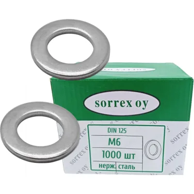 Шайба для болта SORREX М6 DIN 125, нержавеющая, 1000 шт. 0125,-2-06 1000