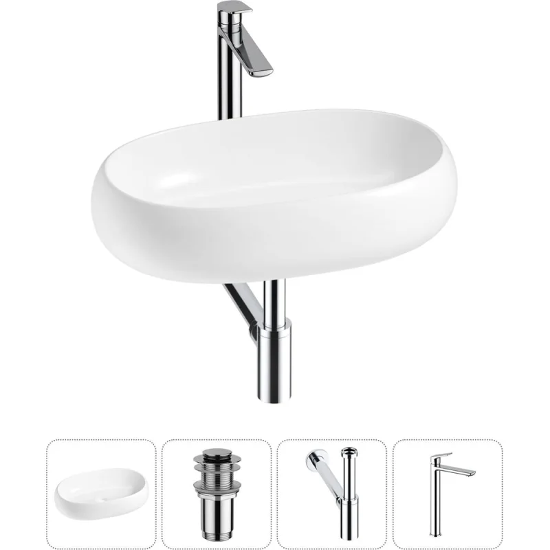 Комплект Wellsee 4 в 1 Lavinia Boho Bathroom Sink накладная раковина 56x33 см 20215087R