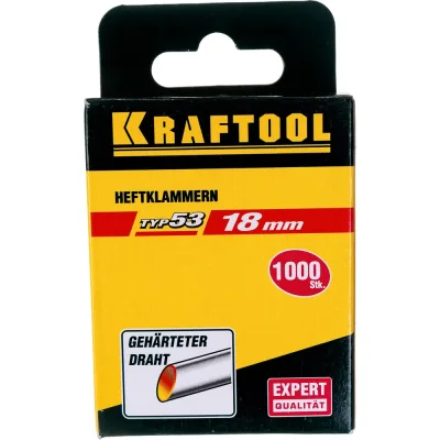Скобы для степлера KRAFTOOL тип 53 (A/10/JT21) 23GA 18 мм, 1000 шт, 31670-18