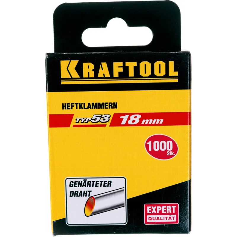 Скобы для степлера KRAFTOOL тип 53 (A/10/JT21) 23GA 18 мм, 1000 шт, 31670-18