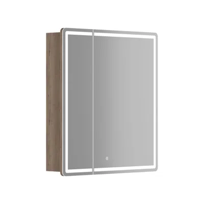 Зеркальный шкаф для ванной комнаты Sancos Mirror 690x150x740 мм, с LED подсветкой, цвет дуб галифакс натуральный, с розеткой арт. MI70EG