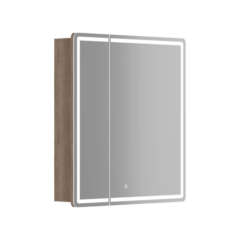 Зеркальный шкаф для ванной комнаты Sancos Mirror 690x150x740 мм, с LED подсветкой, цвет дуб галифакс натуральный, с розеткой арт. MI70EG