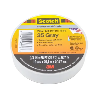 Лента изоляционная высшего класса 3М Scotch 35, серая, 19 мм х 20 м х 0,18 мм SCOTCH 35 GRAY