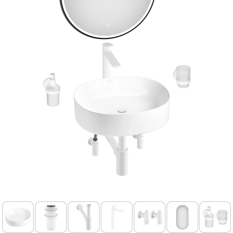 Набор Wellsee 7 в 1 Belle Spa 2.0 накладная раковина 45x42 см 20218426R