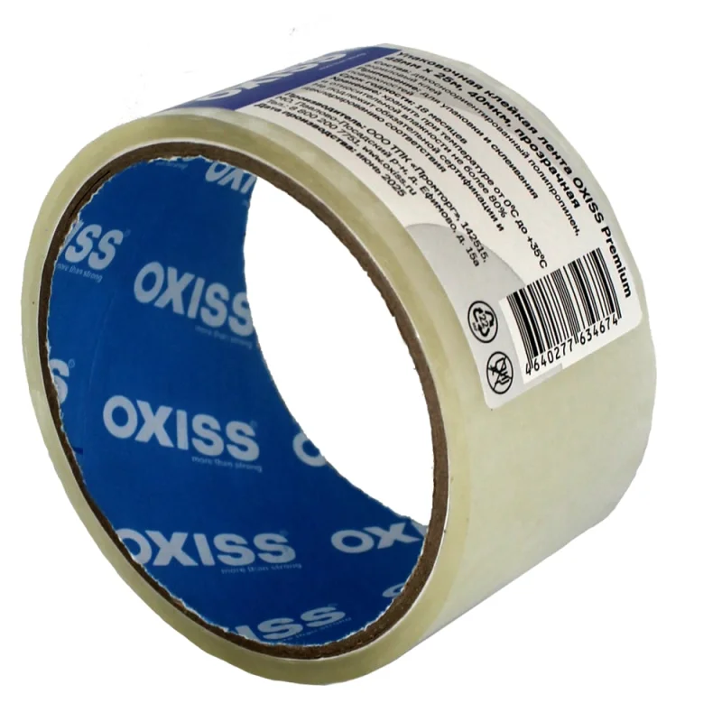 Упаковочная клейкая лента Oxiss Premium 48мм х 25м, 40мкм, прозрачная 4640277634674