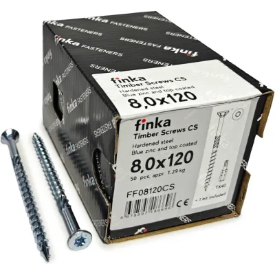 Шурупы конструкционные Finka Timber Screws CS 8,0x120 TX40 (Голубой цинк, потай, 50шт) FF08120CS